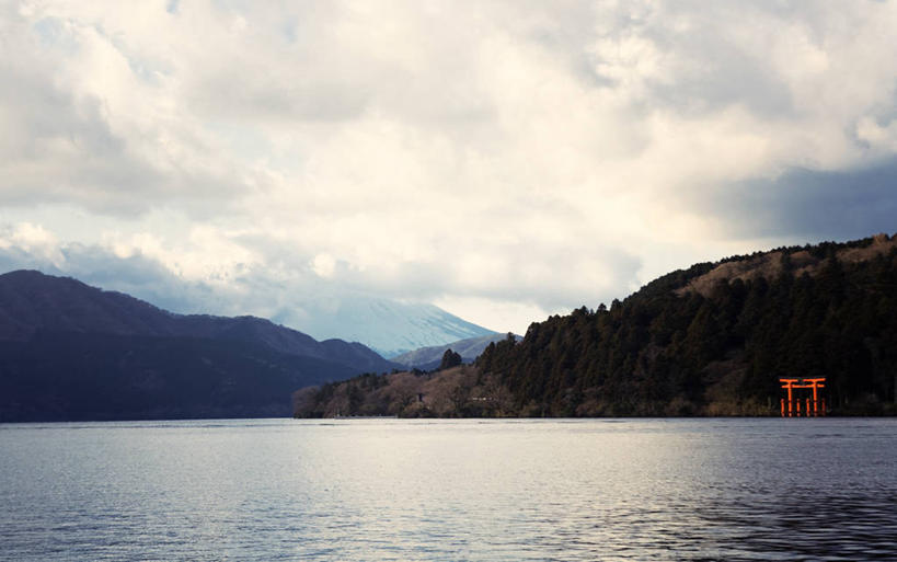 无人,横图,室外,白天,湖,山,山脉,富士山,日本,日本文化,鸟居,云,自然,摄影,宁静,芦之湖,彩图