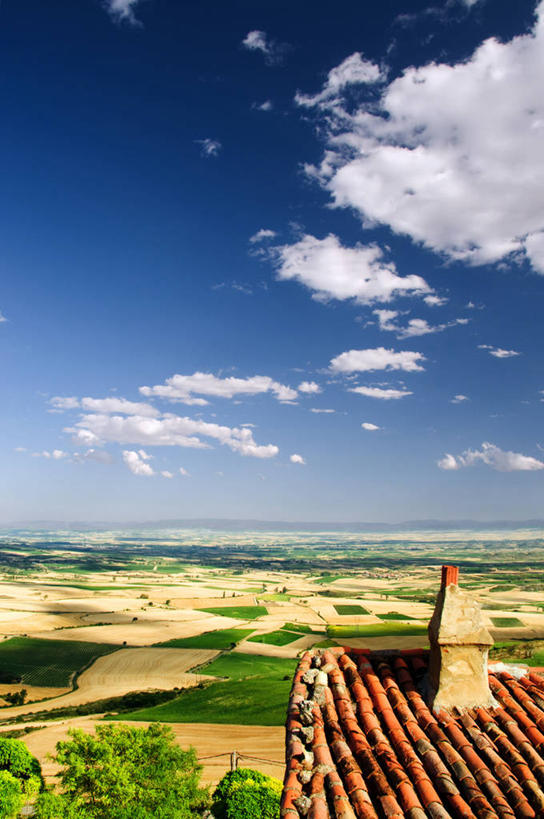 无人,竖图,室外,白天,农业,美景,植物,西班牙,屋顶,地平线,地形,景观,田地,云,辽阔,地面,树,天空,自然,广阔,景色,摄影,宁静,一望无际,自然风光,延伸,天地相交,无边无际,一马平川,拉里奥哈自治区,彩图,广角