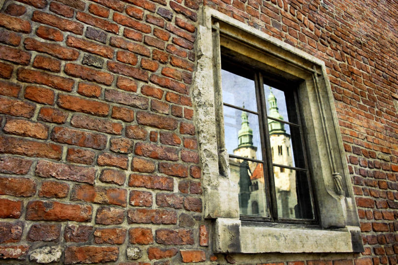 无人,教堂,横图,室外,白天,窗户,建筑,波兰,反射,雕像,塔,历史,砖墙,摄影,宗教,克拉科夫,小波兰省,彩图