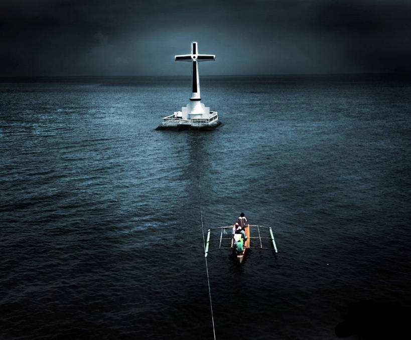 坐,横图,室外,海洋,水,船,菲律宾,十字形,休闲装,黄昏,墓地,运输,摄影,死亡,彩图