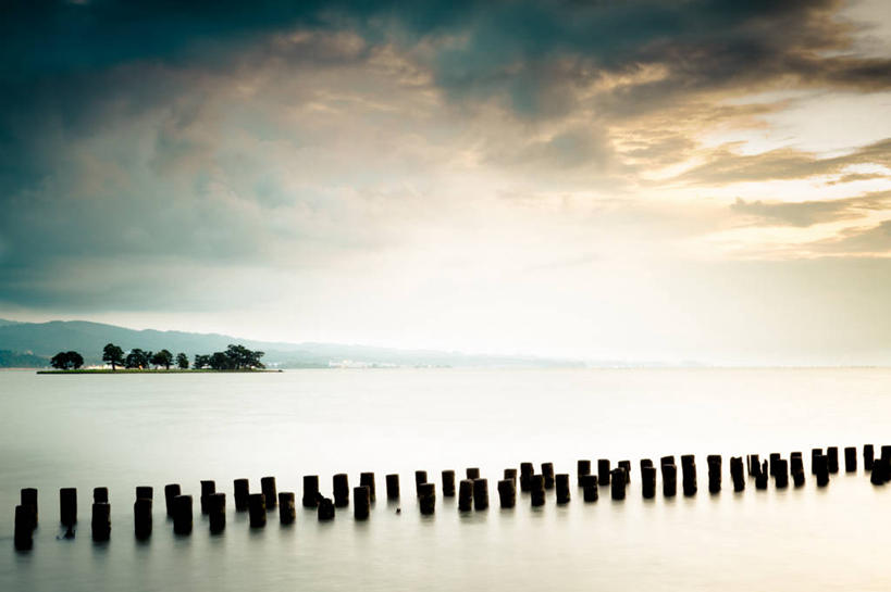 无人,横图,室外,长时间曝光,湖,美景,日本,景观,云,天空,自然,黄昏,木桩,景色,摄影,宁静,自然风光,岛根县,彩图,松江市