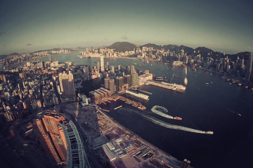 无人,横图,俯视,航拍,室外,白天,度假,海浪,河流,美景,城市风光,城市,船,香港,景观,娱乐,维多利亚港,享受,休闲,景色,放松,摄影,鸟瞰,万里无云,彩图,高角度拍摄