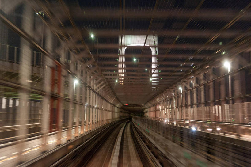 无人,横图,室外,夜晚,运动模糊,城市,建筑,路,铁路,东京,日本,轨道,交通,铁轨,首都,联系,运输,摄影,吊桥,照亮,台场,彩图,东京彩虹桥