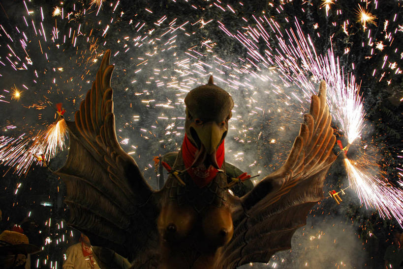 横图,室外,夜晚,火,西班牙,庆祝,火花,首都,摄影,照亮,塔拉戈纳省,彩图,传统文化