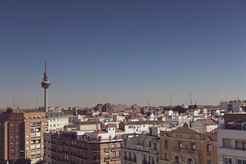 无人,横图,室外,白天,通讯,建筑,西班牙,屋顶,塔,首都,天空,马德里,摄影,无线电通信塔,彩图