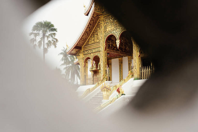 无人,宫殿,横图,室外,白天,楼梯,建筑,老挝,大门,墙,树,摄影,佛教,琅勃拉邦,香通寺,彩图