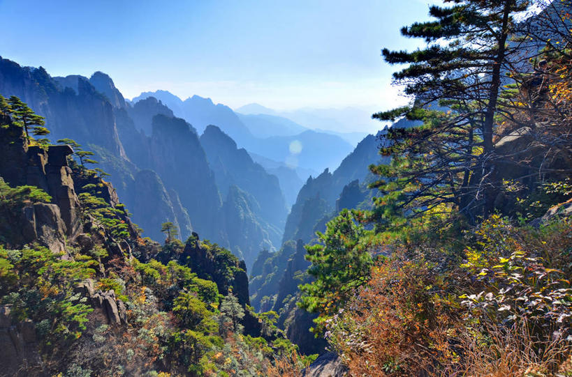 无人,横图,室外,白天,华山,美景,山,山脉,景观,树,浙江省,风景,天空,自然,景色,摄影,宁静,自然风光,安徽省,彩图,黄山山脉