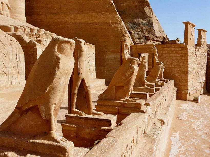 无人,横图,室外,白天,建筑,日光,埃及,雕像,历史,地标建筑,摄影,中东,猎鹰,万里无云,古埃及文明,古代文明,彩图