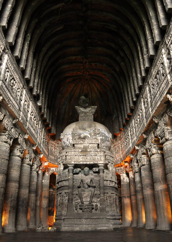 无人,寺庙,竖图,室内,建筑,印度,一排,整齐,柱子,历史,排列,地标建筑,摄影,宗教,洞穴,佛教,照亮,考古学,宗教建筑,队列,印度文化,古代文明,马哈拉施特拉邦,阿旃陀,彩图