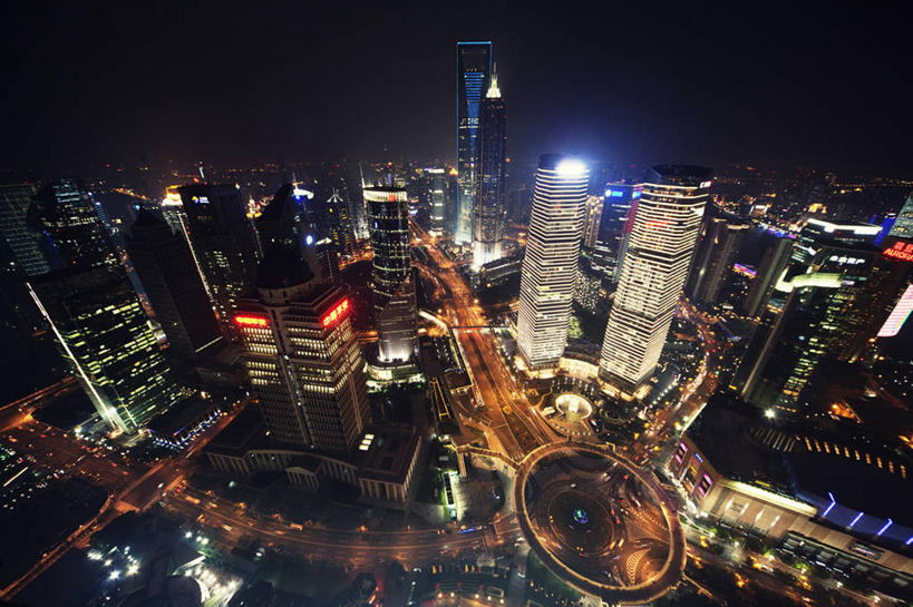 无人,横图,俯视,室外,夜晚,度假,美景,天际线,城市风光,城市,建筑,路,摩天大楼,上海,圆形,景观,路口,娱乐,现代,浦东,享受,休闲,景色,放松,运输,摄影,照亮,陆家嘴,金融区,彩图,高角度拍摄