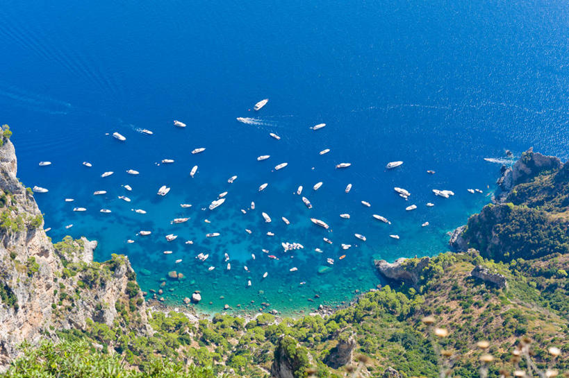 无人,横图,俯视,室外,白天,海洋,植物,船,意大利,自然,运输,摄影,宁静,卡普里,彩图,高角度拍摄