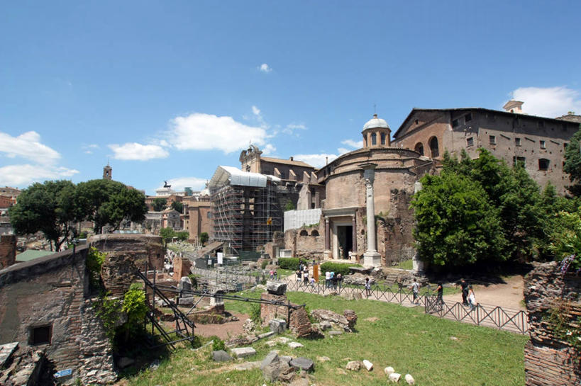 横图,室外,白天,建筑,意大利,云,首都,古罗马,树,天空,地标建筑,摄影,意大利文化,拉奇奥,古罗马广场,彩图