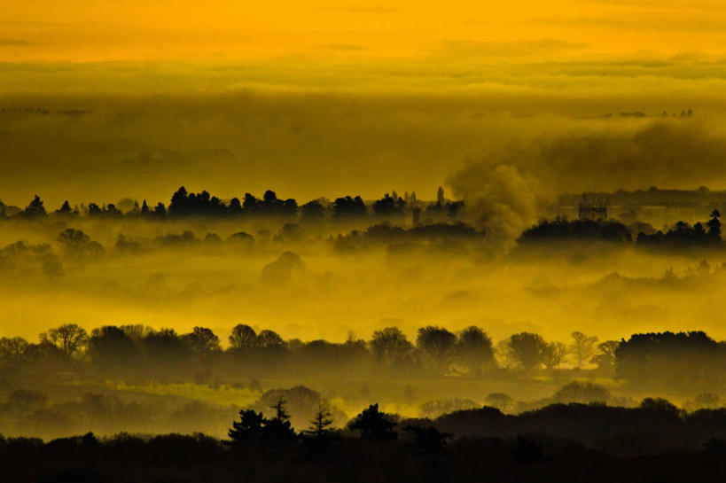 无人,横图,室外,雾,英国,云,黎明,天气,黄色,天空,自然,摄影,宁静,早晨,波克夏,彩图