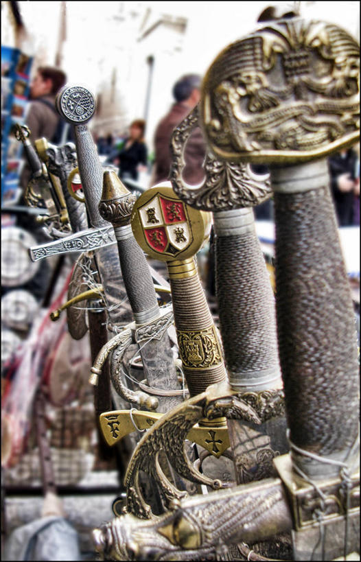 竖图,室外,特写,白天,西班牙,古典,历史,天空,摄影,多样,部分,剑,托莱多省,彩图