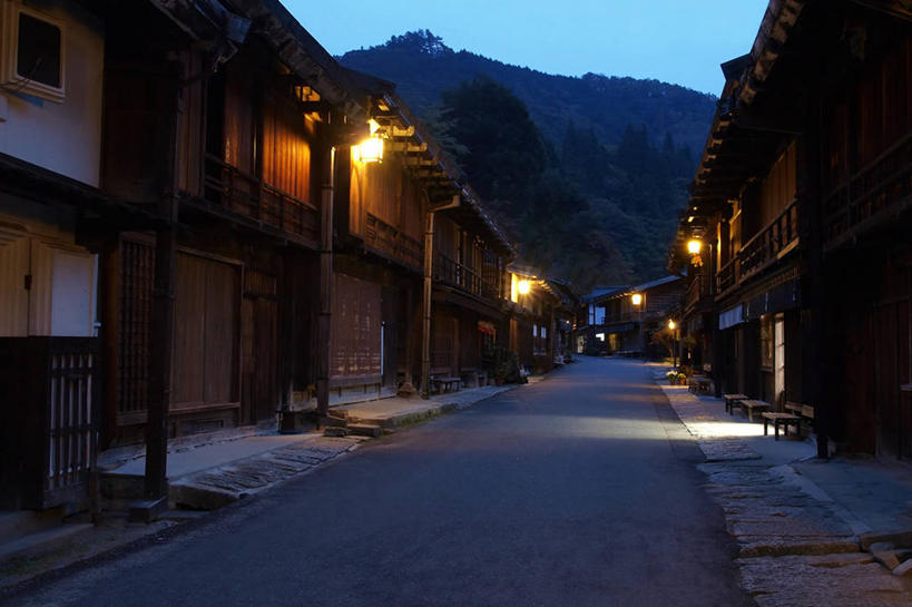 无人,横图,室外,夜晚,山,建筑,街道,长野县,日本,房屋,历史,摄影,宁静,照亮,彩图