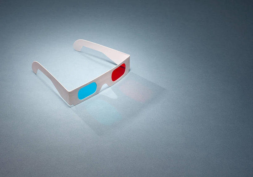 无人,横图,美国,发光,纸,红色,蓝色,摄影,简单,3D眼镜,彩图,影棚拍摄