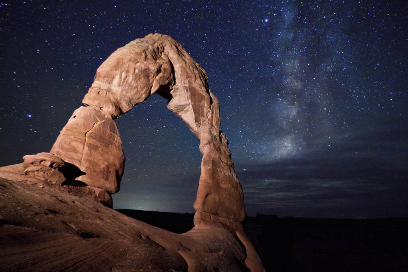 无人,横图,室外,夜晚,美国,星星,风景,天空,自然,摄影,宁静,银河系,拱门国家公园,犹他,岩石,彩图,摩押