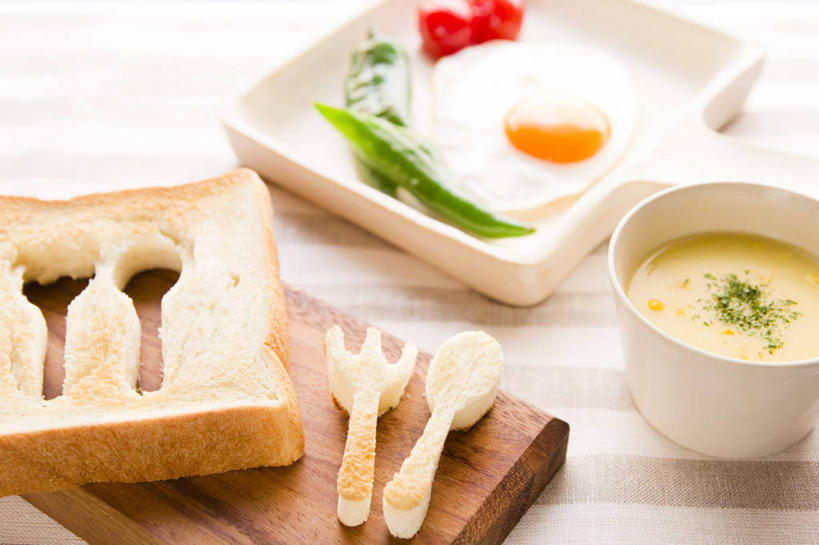 面包,无人,横图,俯视,室内,白天,日本,木制,鸡蛋,汤,油炸,案板,饮食,碗,摄影,京都府,清新,京都市,彩图,高角度拍摄