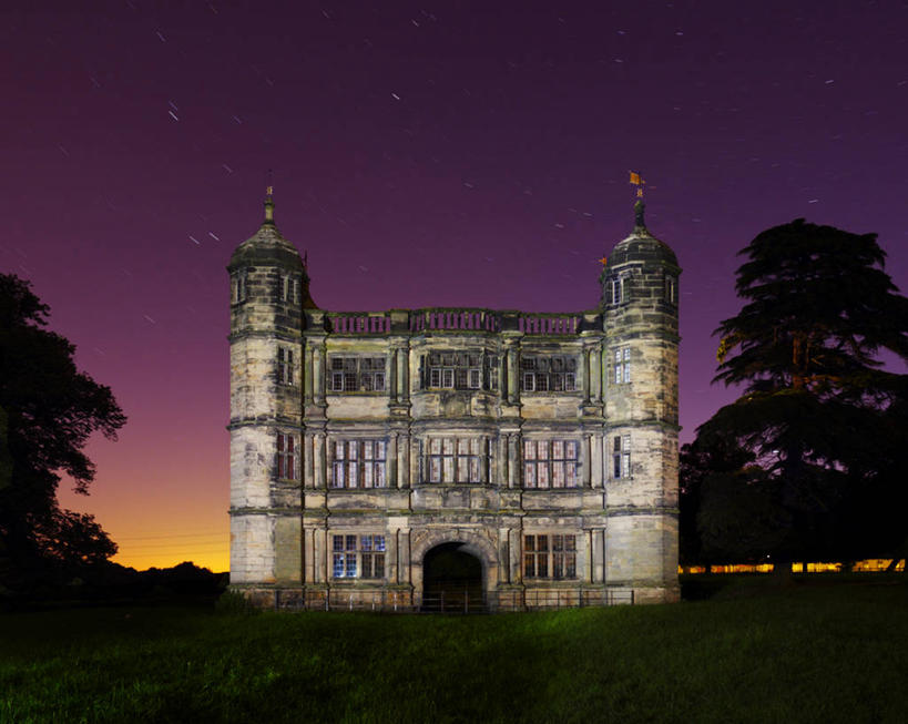 无人,横图,室外,夜晚,建筑,英国,星星,旋转,草,树,天空,自然,摄影,宁静,彩图