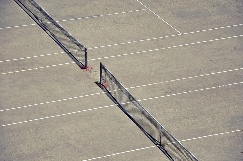 无人,横图,俯视,室外,白天,运动,美国,网,线条,球场,郊区,摄影,网球网,加利福尼亚,旧金山,网球运动,彩图,高角度拍摄