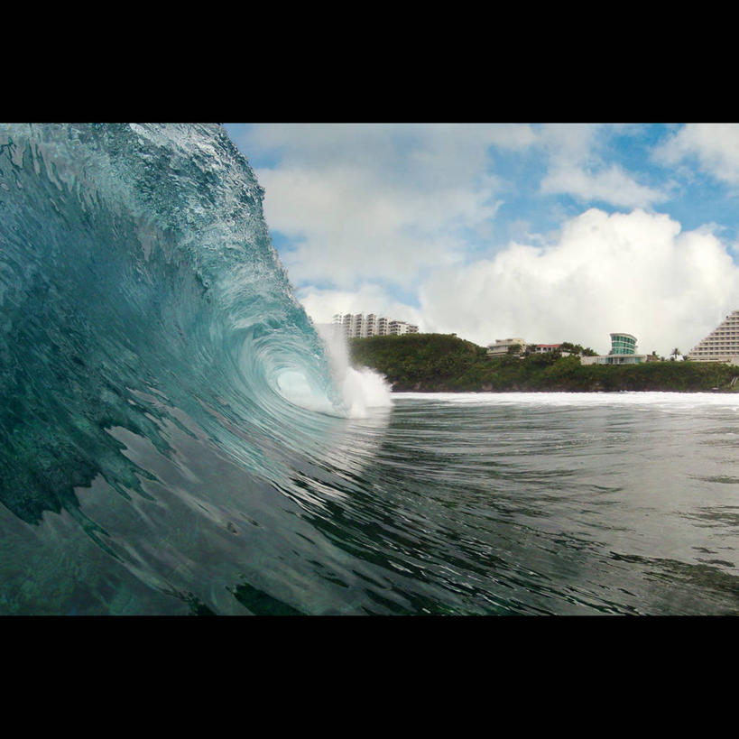 无人,方图,室外,白天,海浪,溅,云,天空,自然,摄影,太平洋,关岛,彩图