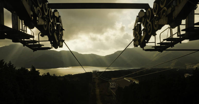 无人,横图,室外,湖,山,山脉,日本,日本文化,云,神奈川县,联系,缆车,天空,自然,黄昏,交通工具,运输,摄影,宁静,索道,缆索铁路,彩图