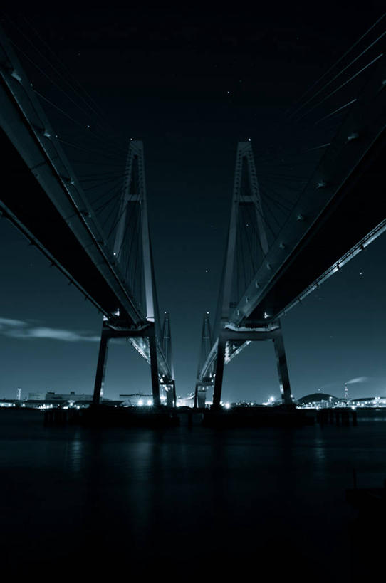 无人,竖图,室外,夜晚,海洋,建筑,名古屋,日本,云,桥,联系,摄影,照亮,彩图