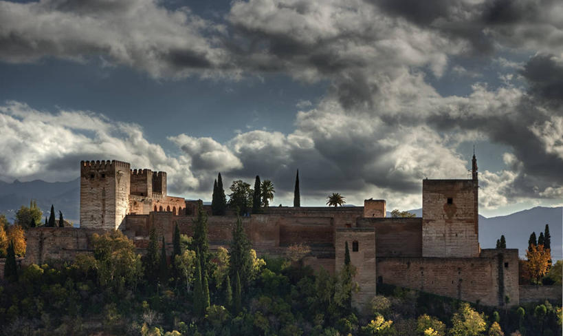 无人,横图,室外,白天,建筑,西班牙,城堡,云,历史,树,天空,自然,地标建筑,摄影,纳瓦拉,潘普洛纳,彩图