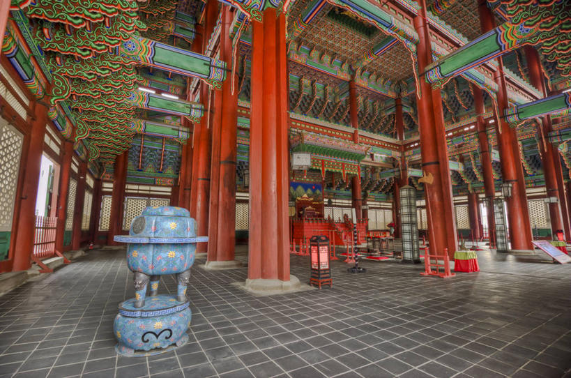 无人,宫殿,横图,室内,白天,景福宫,首尔,韩国,柱子,首都,摄影,彩图