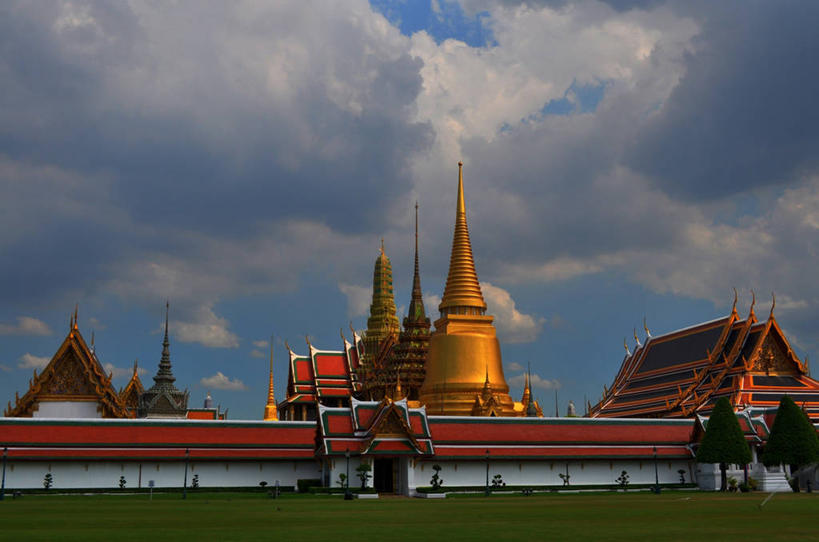 无人,宫殿,横图,室外,白天,建筑,曼谷,泰国,云,首都,历史,佛塔,天空,摄影,佛教,玉佛寺,宗教建筑,泰国文化,彩图