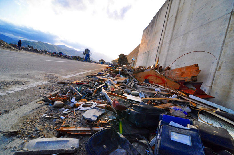 站,横图,室外,白天,路,日本,云,破坏,破损,天空,摄影,损坏,下降,海啸,毁灭,地震,岩手县,彩图