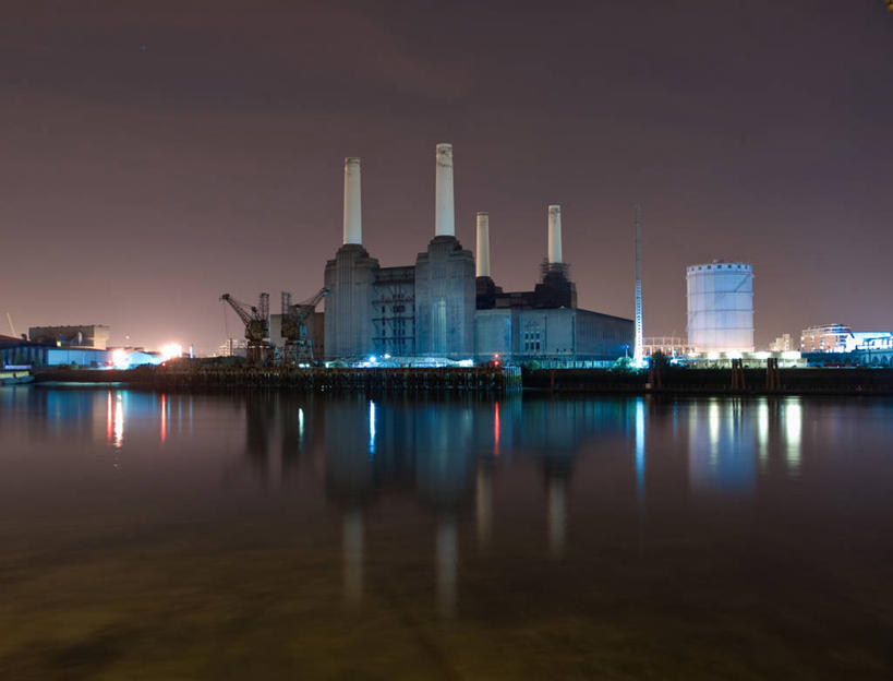无人,横图,室外,夜晚,建筑,英国,反射,首都,泰晤士河,发电站,工业,摄影,能源,照亮,万里无云