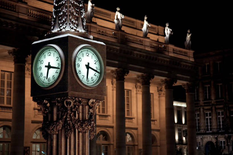 无人,横图,室外,夜晚,建筑,剧院,法国,时间,柱子,纪念碑,光亮,地标建筑,摄影,照亮,法国文化,中欧,波尔多,吉伦特省,钟,旅行