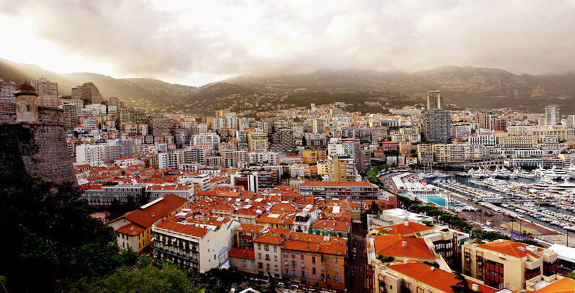 无人,横图,俯视,室外,白天,山,城市,建筑,摩纳哥,云,首都,天空,社区,办公大楼,摄影,宁静,中欧,高角度拍摄,旅行