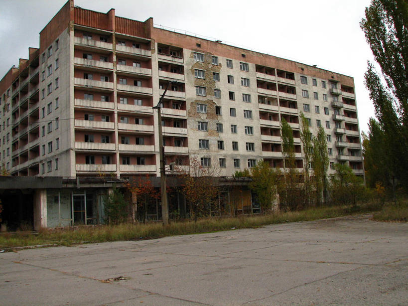 无人,横图,室外,白天,建筑,乌克兰,公寓,树,摄影,旅行,切尔诺贝利