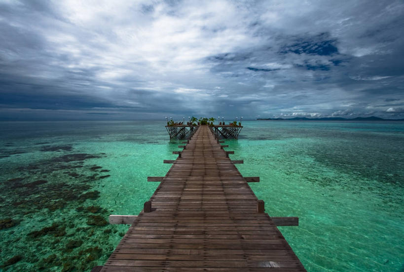 无人,码头,横图,室外,白天,度假,海洋,美景,水,马来西亚,亚洲,景观,云,天空,自然,景色,摄影,东南亚,宁静,自然风光,婆罗洲岛,印度支那,马来西亚联邦,沙巴州,暗礁,旅行,诗巴丹岛