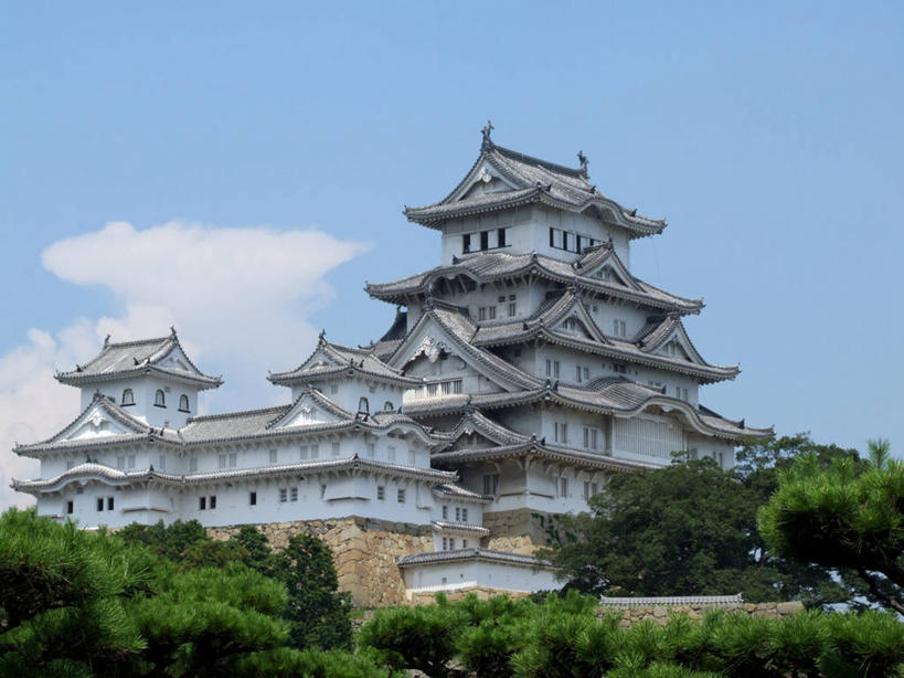 无人,横图,室外,白天,建筑,日本,亚洲,日本文化,城堡,云,树,天空,地标建筑,摄影,东亚,东亚文化,本州,本州岛,日本国,近畿地方,姬路城,近畿,兵库县,姬路,旅行