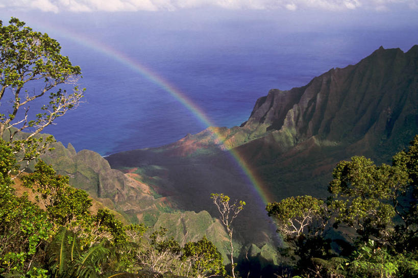 无人,横图,室外,白天,彩虹,海洋,美景,山,水,美国,海岸线,景观,风景,自然,景色,摄影,宁静,环境,自然风光,州立公园,考艾岛,夏威夷群岛,光谱,太平洋岛屿,旅行