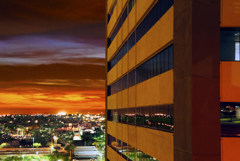 无人,横图,室外,窗户,城市,建筑,摩天大楼,美国,反射,天空,自然,黄昏,办公大楼,摄影,宁静,环境,亚利桑那,旅行,菲尼克斯市