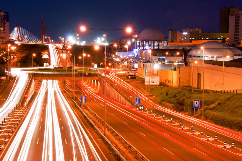 无人,横图,室外,夜晚,城市,公路,西班牙,光亮,摄影,车灯,尾灯,迅速,照亮,伊比利亚半岛,大西洋群岛,大加纳利,彩图,旅行