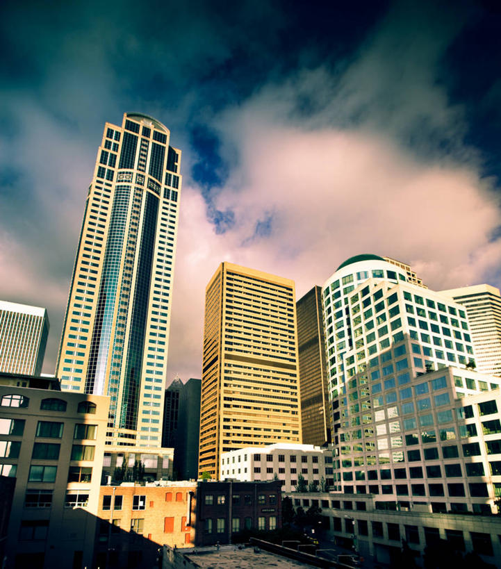 无人,竖图,室外,白天,仰视,建筑,摩天大楼,华盛顿,美国,云,天空,办公大楼,摄影,北美,北美洲,美洲,市区,华盛顿州,西雅图,常绿之州,常青州,北亚美利加洲,亚美利加洲,彩图,低角度拍摄,旅行,美利坚合众国