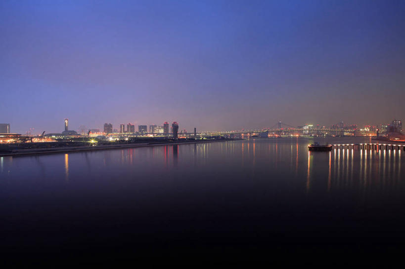 无人,横图,室外,水,天际线,东京,日本,反射,江东区,首都,黄昏,摄影,宁静,照亮,彩图,旅行