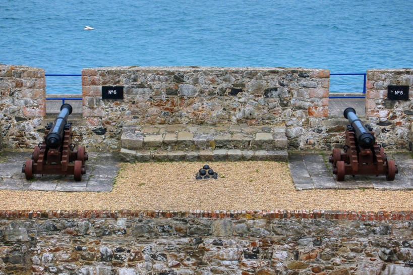 无人,横图,俯视,室外,白天,海洋,英国,鸟类,城堡,飞,炮,摄影,保护,要塞,英国文化,圣彼得港,彩图,高角度拍摄