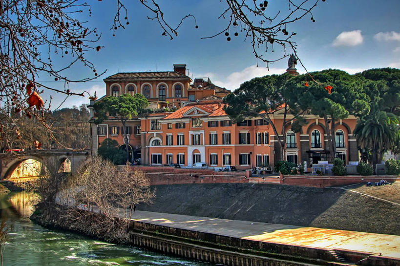 无人,横图,室外,白天,建筑,意大利,罗马,桥,枝,首都,摄影,住房,迷人,意大利文化,台伯河,彩图