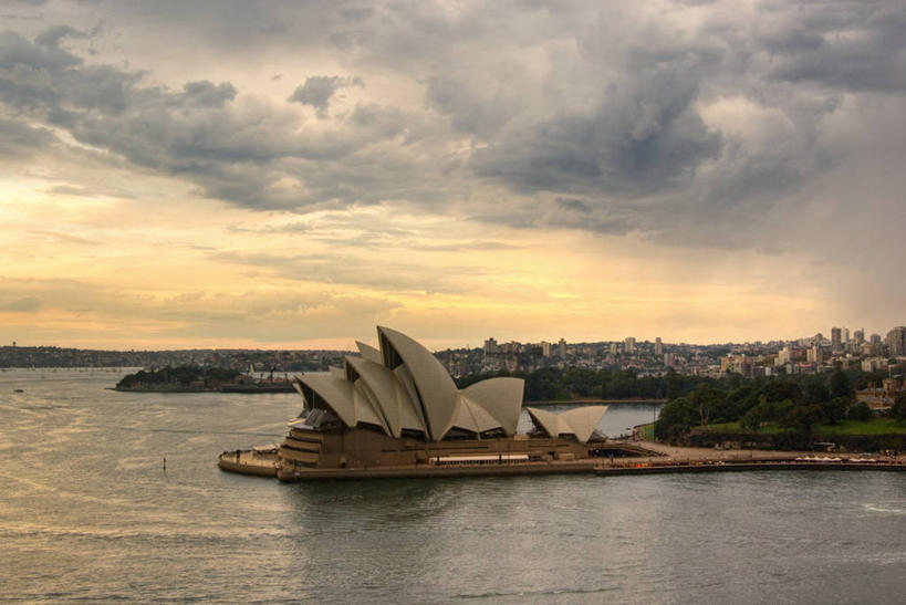 无人,横图,俯视,室外,日落,建筑,悉尼歌剧院,歌剧院,海湾,现代,摄影,悉尼,新南威尔士,彩图,高角度拍摄,旅行,海港