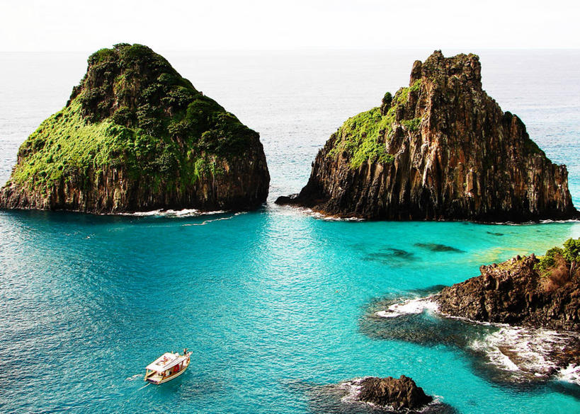 无人,横图,俯视,室外,白天,海洋,船,巴西,河岸,风景,摄影,大西洋群岛,岩石,彩图,高角度拍摄