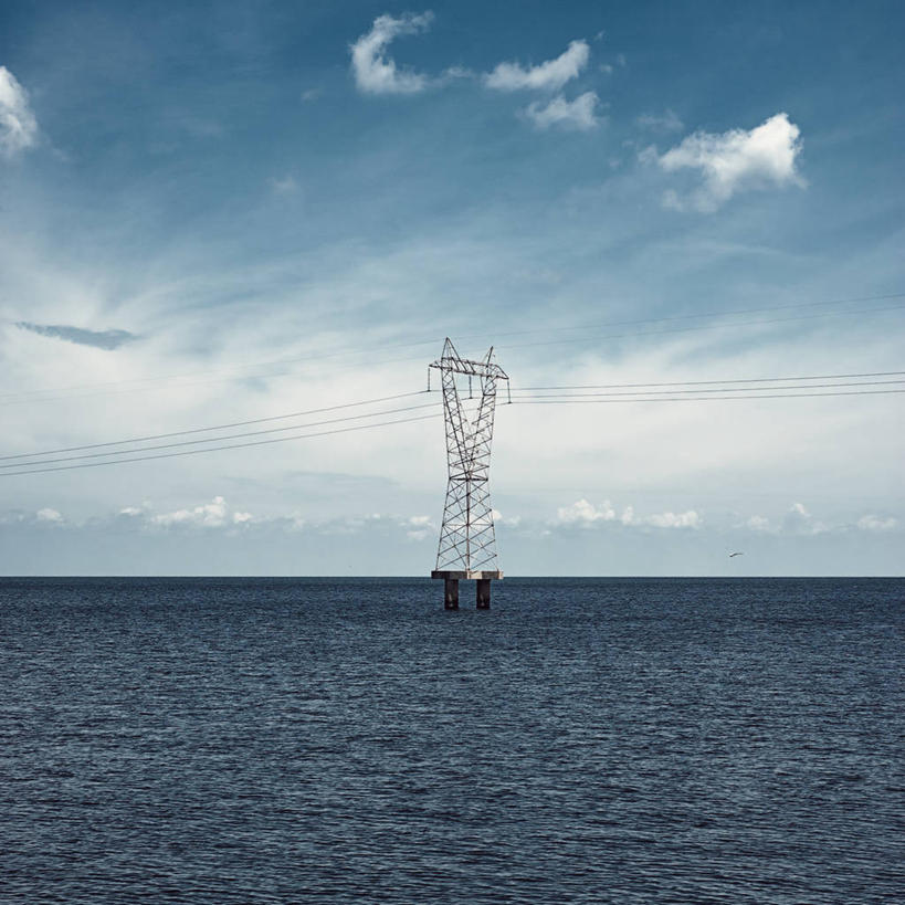 无人,方图,室外,白天,水,美国,水平线,云,联系,摄影,电,彩图,输电塔,电力线