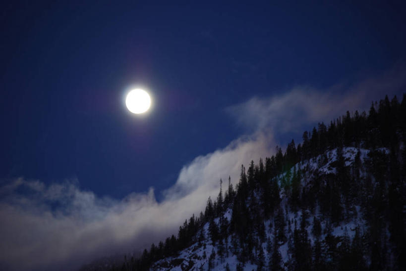 无人,横图,室外,夜晚,山,树林,雪,雾,美国,发光,满月,风景,摄影,新墨西哥,彩图