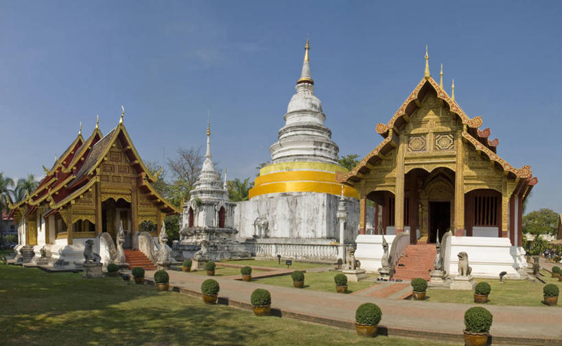 无人,横图,室外,白天,草坪,树林,建筑,泰国,人行道,历史,地标建筑,摄影,佛教,帕辛寺,彩图