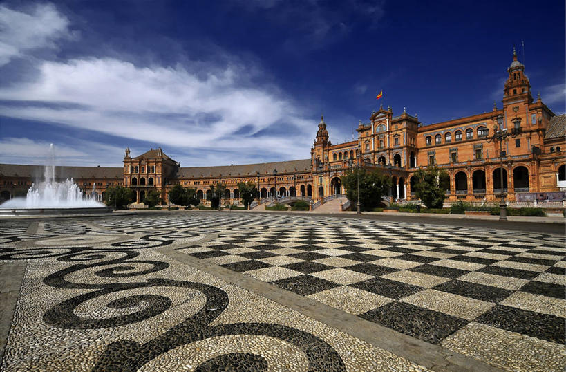 无人,横图,室外,白天,城市,建筑,西班牙,柱子,人行道,历史,地标建筑,摄影,式样,卷云,彩图